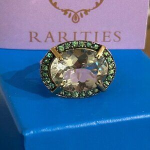 Rarities Carol Brodie Gold Plated Silver East West Oval Ring PRASIOLITE 6 nwot